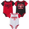 Outerstuff NBA Newborn Baby and Infant Short Sleeve Bodysuit Variety 3-Pack - Atlanta Hawks