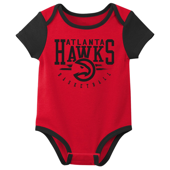 Outerstuff NBA Newborn Baby and Infant Short Sleeve Bodysuit Variety 3-Pack - Atlanta Hawks