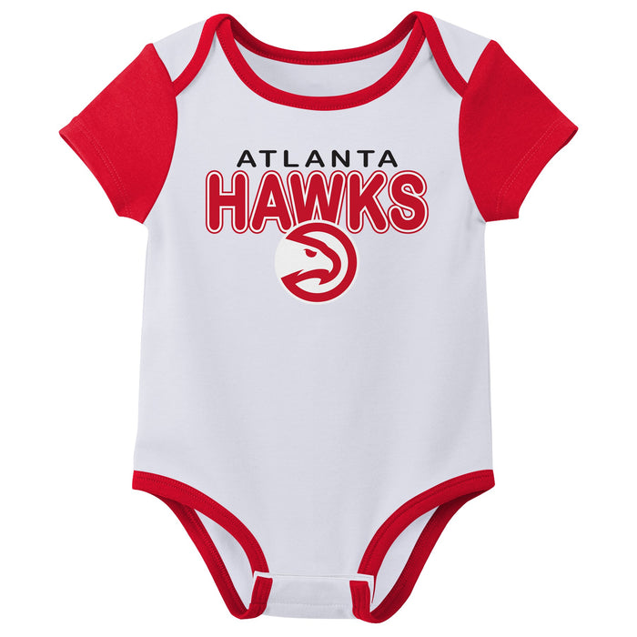 Outerstuff NBA Newborn Baby and Infant Short Sleeve Bodysuit Variety 3-Pack - Atlanta Hawks
