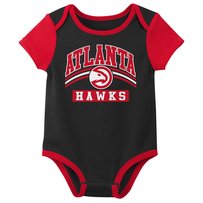 Outerstuff NBA Newborn Baby and Infant Short Sleeve Bodysuit Variety 3-Pack - Atlanta Hawks