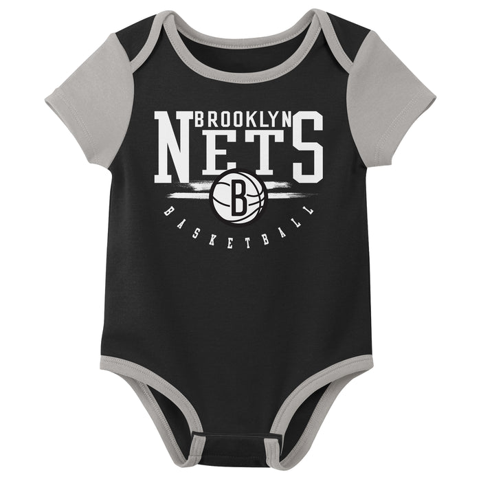 Outerstuff NBA Newborn Baby and Infant Short Sleeve Bodysuit Variety 3-Pack - Brooklyn Nets