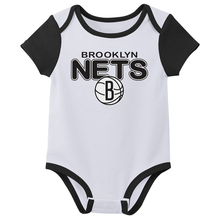 Outerstuff NBA Newborn Baby and Infant Short Sleeve Bodysuit Variety 3-Pack - Brooklyn Nets