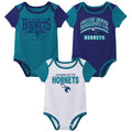 Outerstuff NBA Newborn Baby and Infant Short Sleeve Bodysuit Variety 3-Pack - Charlotte Hornets