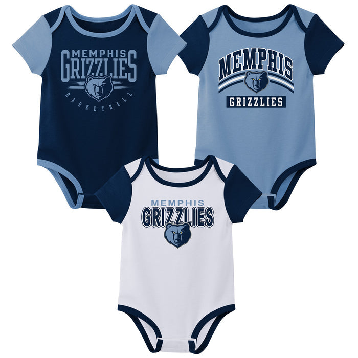 Outerstuff NBA Newborn Baby and Infant Short Sleeve Bodysuit Variety 3-Pack - Memphis Grizzlies