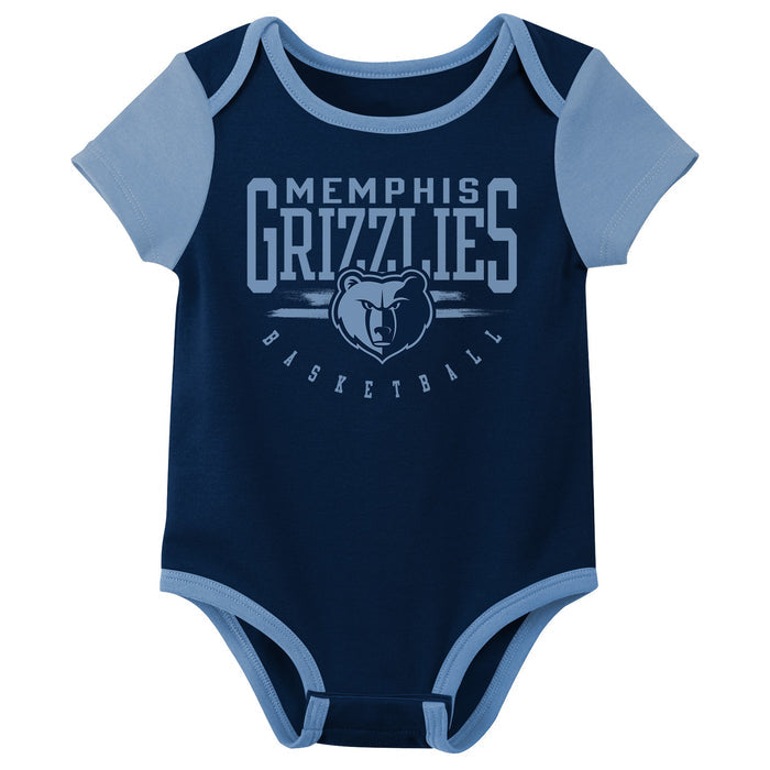 Outerstuff NBA Newborn Baby and Infant Short Sleeve Bodysuit Variety 3-Pack - Memphis Grizzlies