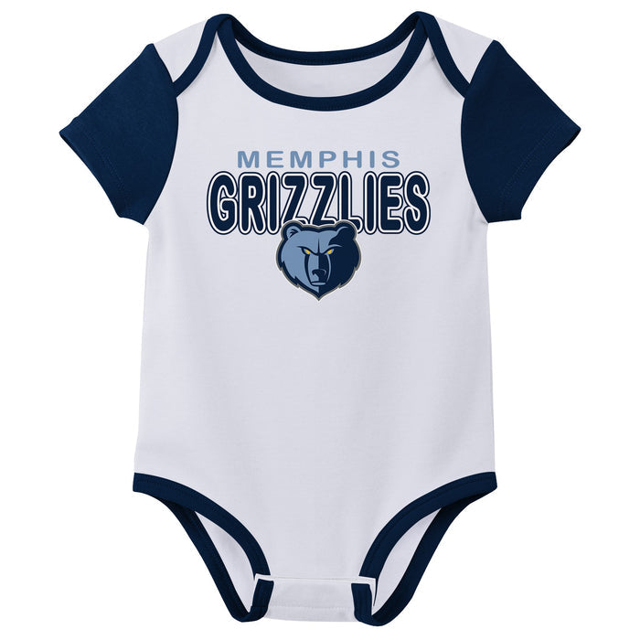 Outerstuff NBA Newborn Baby and Infant Short Sleeve Bodysuit Variety 3-Pack - Memphis Grizzlies