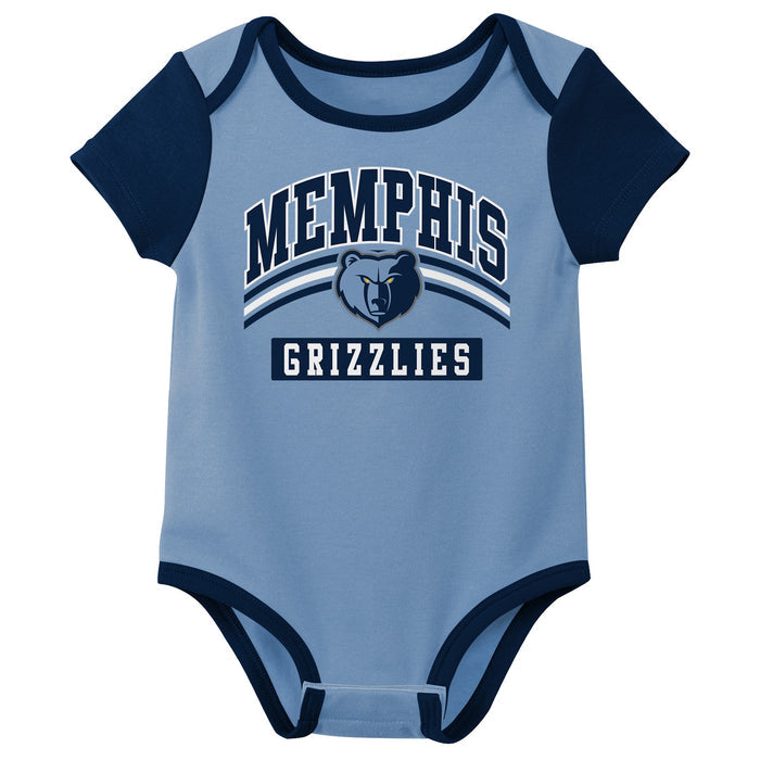 Outerstuff NBA Newborn Baby and Infant Short Sleeve Bodysuit Variety 3-Pack - Memphis Grizzlies