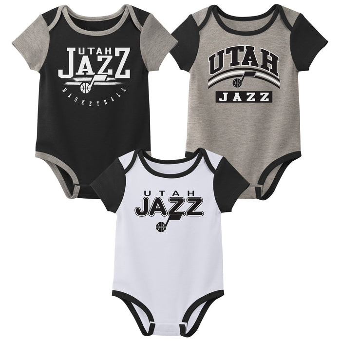 Outerstuff NBA Newborn Baby and Infant Short Sleeve Bodysuit Variety 3-Pack - Utah Jazz