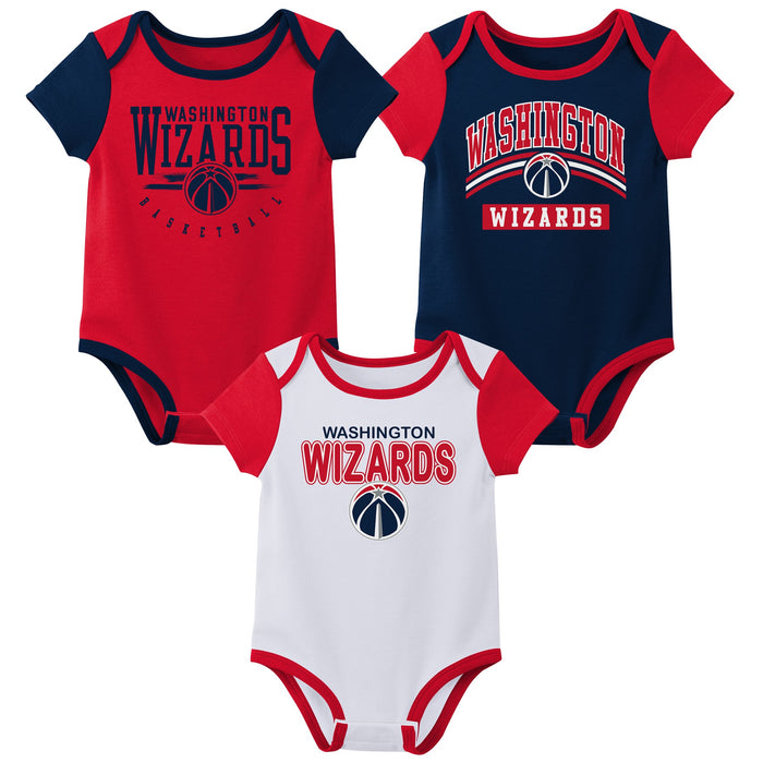 Outerstuff NBA Newborn Baby and Infant Short Sleeve Bodysuit Variety 3-Pack - Washington Wizards