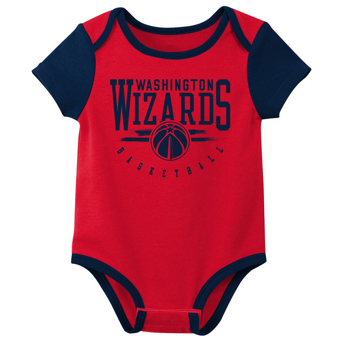 Outerstuff NBA Newborn Baby and Infant Short Sleeve Bodysuit Variety 3-Pack - Washington Wizards