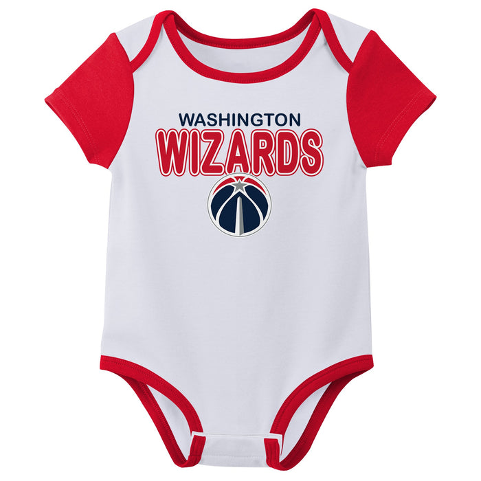 Outerstuff NBA Newborn Baby and Infant Short Sleeve Bodysuit Variety 3-Pack - Washington Wizards