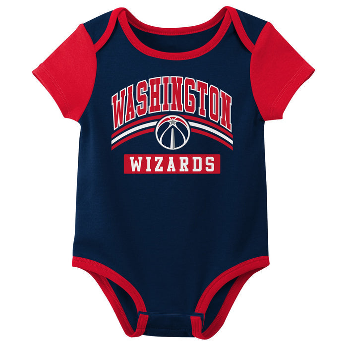 Outerstuff NBA Newborn Baby and Infant Short Sleeve Bodysuit Variety 3-Pack - Washington Wizards