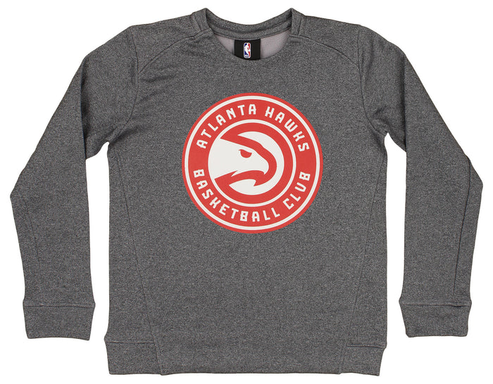 Outerstuff NBA Youth Boys Performance Fleece Crew Neck Long Sleeve Team Logo Sweatshirt, Atlanta Hawks