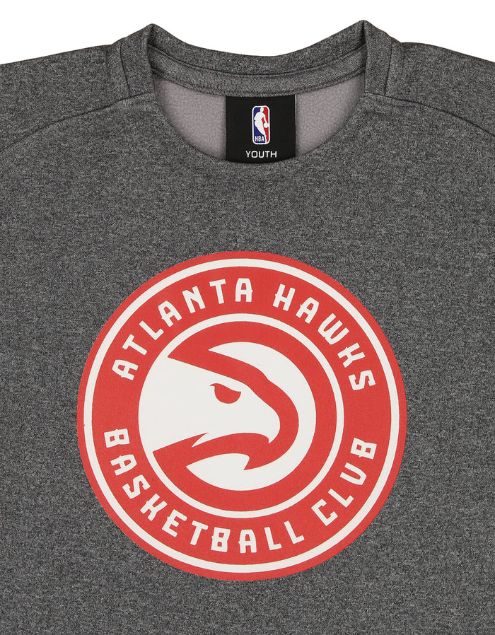 Outerstuff NBA Youth Boys Performance Fleece Crew Neck Long Sleeve Team Logo Sweatshirt, Atlanta Hawks