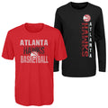 Outerstuff NBA Youth Boys Performance Long and Short Sleeve T-Shirt Combo, Atlanta Hawks