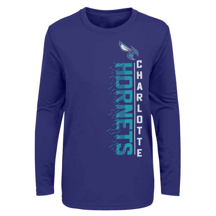 Outerstuff NBA Youth Boys Performance Long and Short Sleeve T-Shirt Combo, Charlotte Hornets