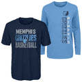 Outerstuff NBA Youth Boys Performance Long and Short Sleeve T-Shirt Combo, Memphis Grizzlies
