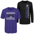 Outerstuff NBA Youth Boys Performance Long and Short Sleeve T-Shirt Combo, Sacramento Kings