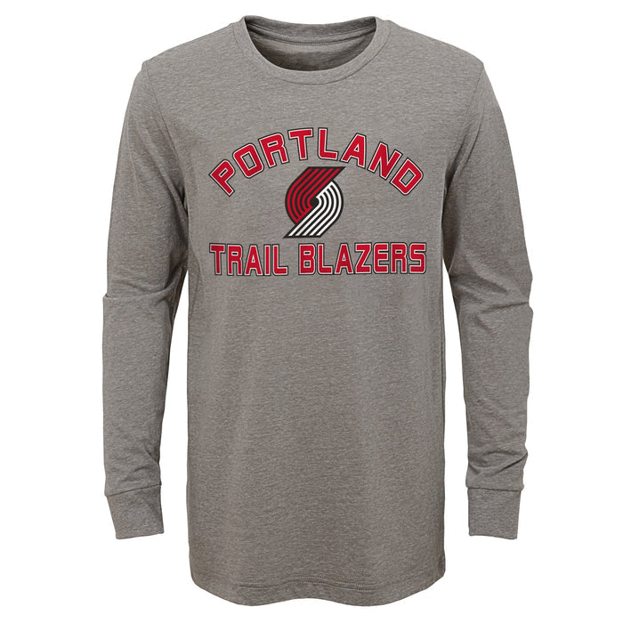 Outerstuff NBA Youth Boys Portland Trailblazers Heather Grey Long Sleeve Tee