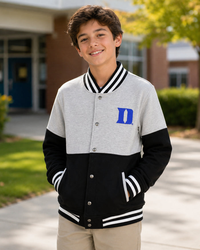 Outerstuff NCAA Duke Boys Youth Black Gray Long Sleeve Varsity Jacket