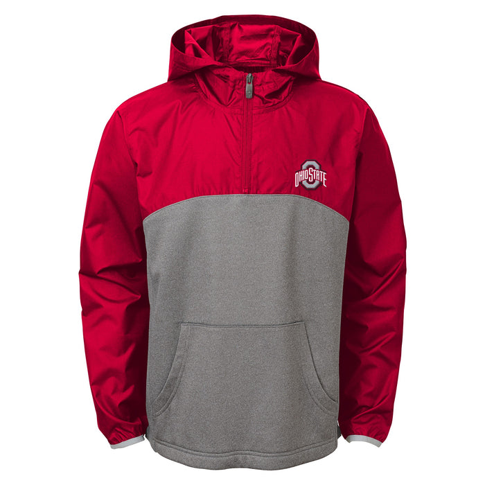 Outerstuff NCAA Ohio State Buckeyes Little Boys 1/4 Zip weatherproof performance hoodie Grey/Red