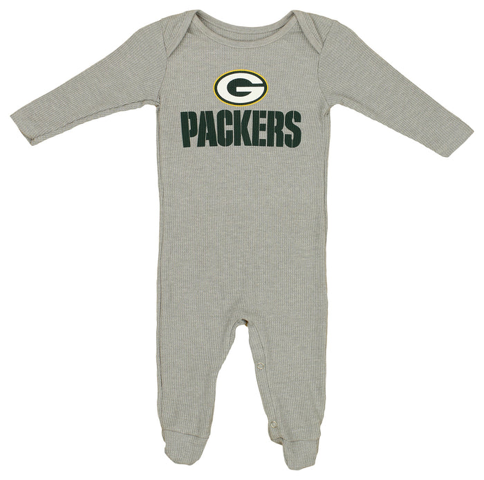 Outerstuff NFL Green Bay Packers Infant Big Fan Waffle Knit Gray Body Suit