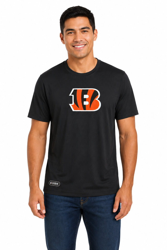Outerstuff NFL Men's Cincinnati Bengals Stadium Retro Short Sleeve Poly Tee Black