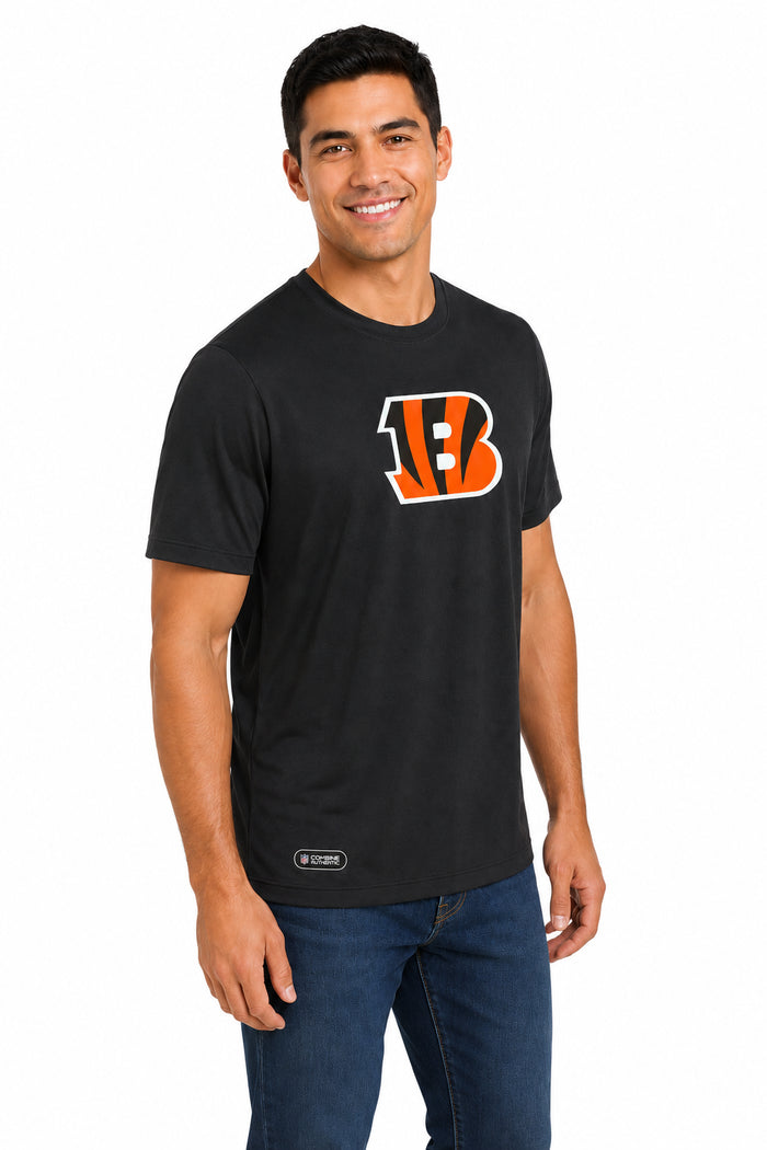 Outerstuff NFL Men's Cincinnati Bengals Stadium Retro Short Sleeve Poly Tee Black