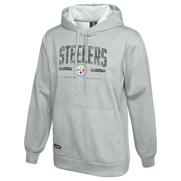 Outerstuff NFL Men's Coin Toss Pullover Performance Fleece Hoodie, Pittsburgh Steelers - Gray