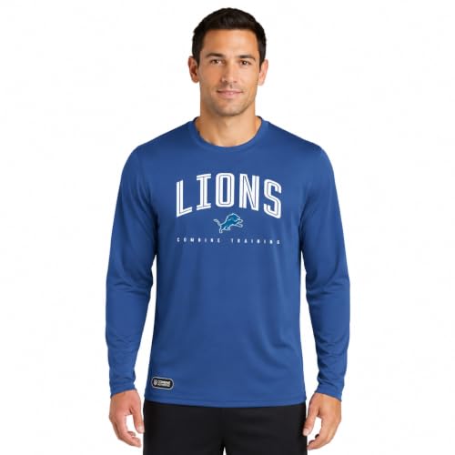 Outerstuff NFL Men's Detroit Lions Team Color Long Sleeve Performance T-Shirt Top, Up Field