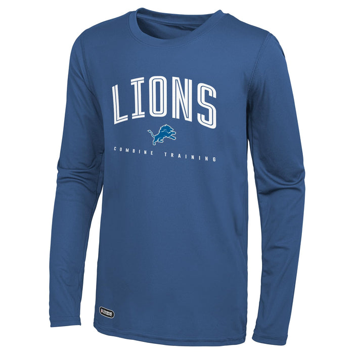 Outerstuff NFL Men's Detroit Lions Team Color Long Sleeve Performance T-Shirt Top, Up Field