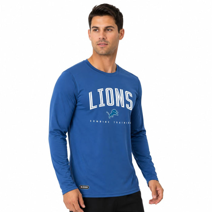 Outerstuff NFL Men's Detroit Lions Team Color Long Sleeve Performance T-Shirt Top, Up Field