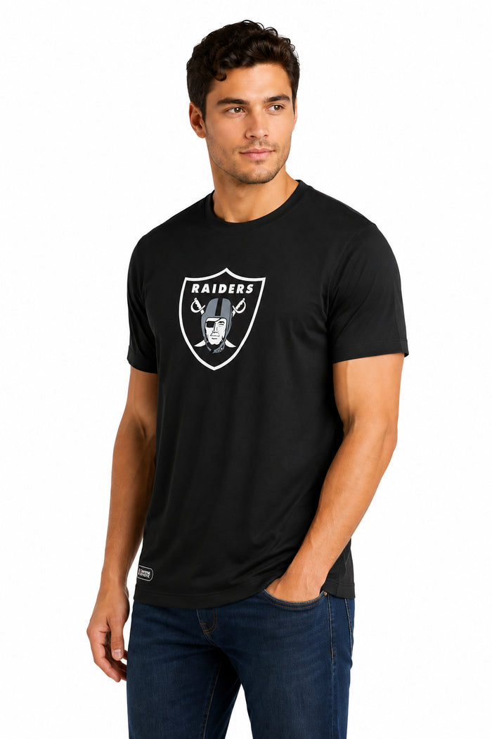 Outerstuff NFL Men's Las Vegas Raiders Stadium Retro Short Sleeve Poly Tee Black