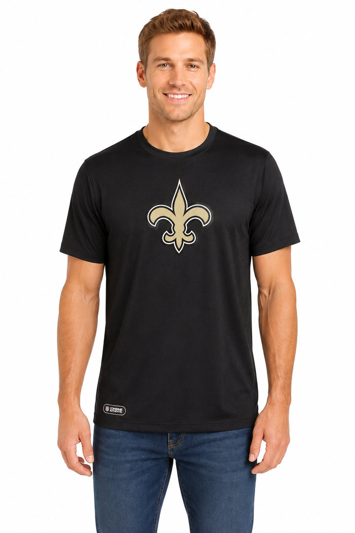 Outerstuff NFL Men's New Orleans Saints Stadium Retro Short Sleeve Poly Tee Black