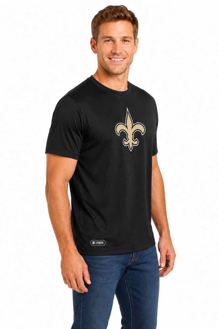 Outerstuff NFL Men's New Orleans Saints Stadium Retro Short Sleeve Poly Tee Black