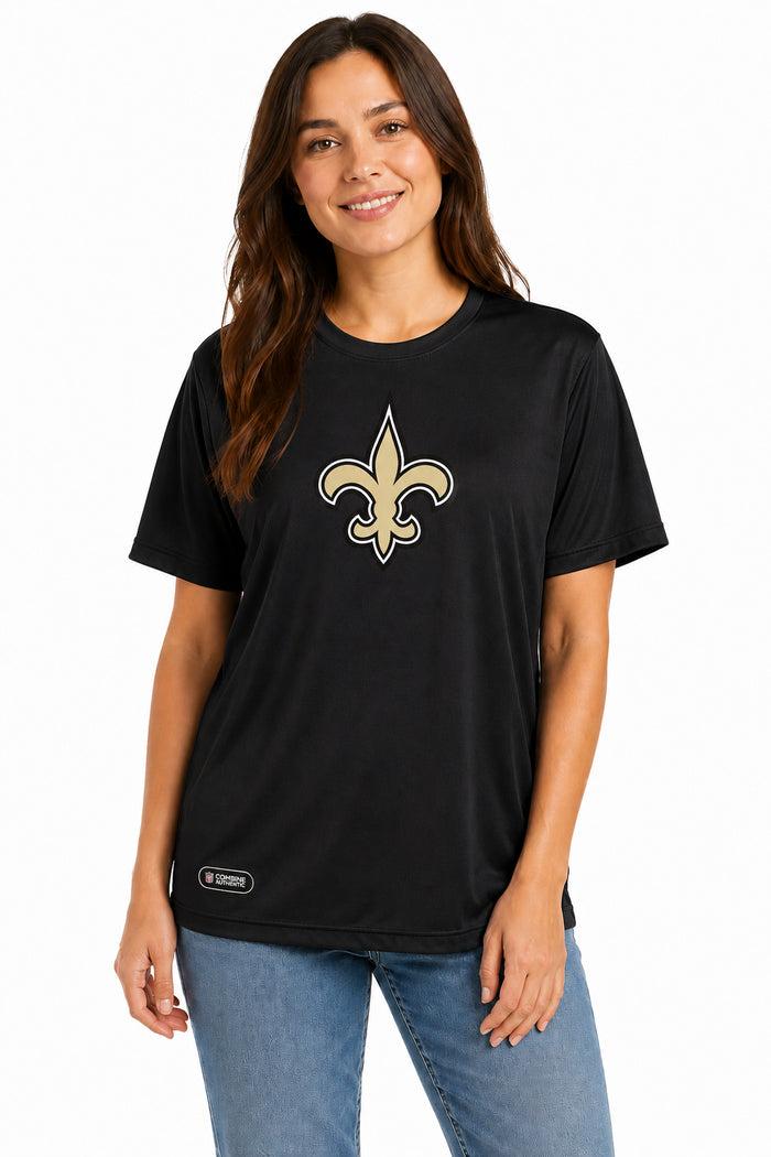 Outerstuff NFL Men's New Orleans Saints Stadium Retro Short Sleeve Poly Tee Black