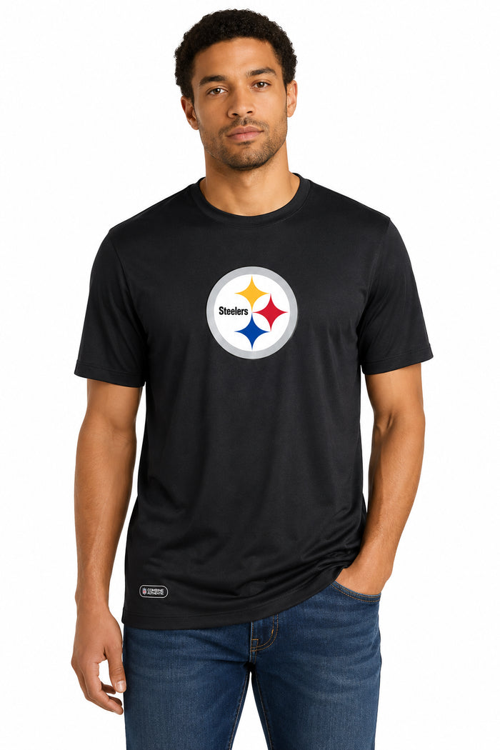 Outerstuff NFL Men's Pittsburgh Steelers Stadium Retro Short Sleeve Poly Tee Black