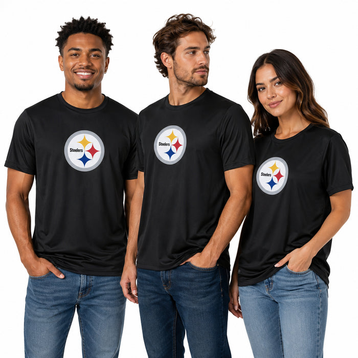 Outerstuff NFL Men's Pittsburgh Steelers Stadium Retro Short Sleeve Poly Tee Black