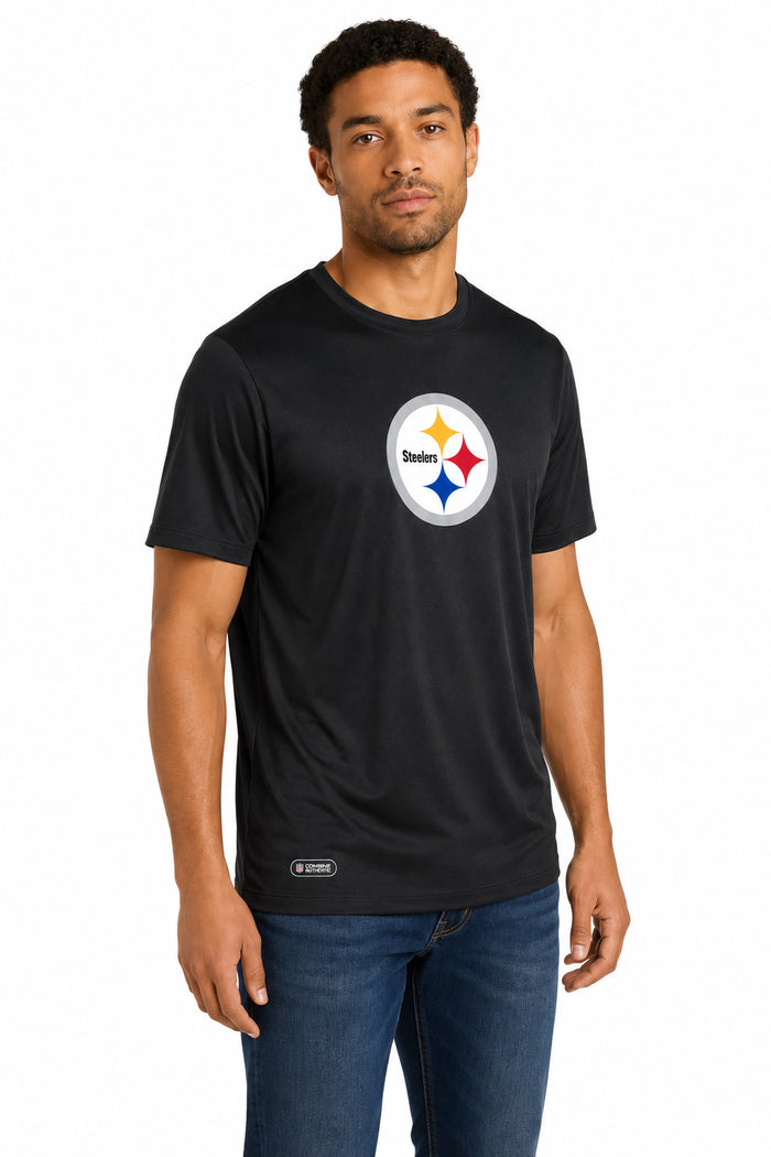 Outerstuff NFL Men's Pittsburgh Steelers Stadium Retro Short Sleeve Poly Tee Black