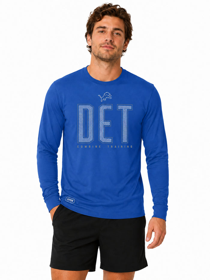 Outerstuff NFL Men's Record Setter Long Sleeve T-Shirt, Detroit Lions, Blue