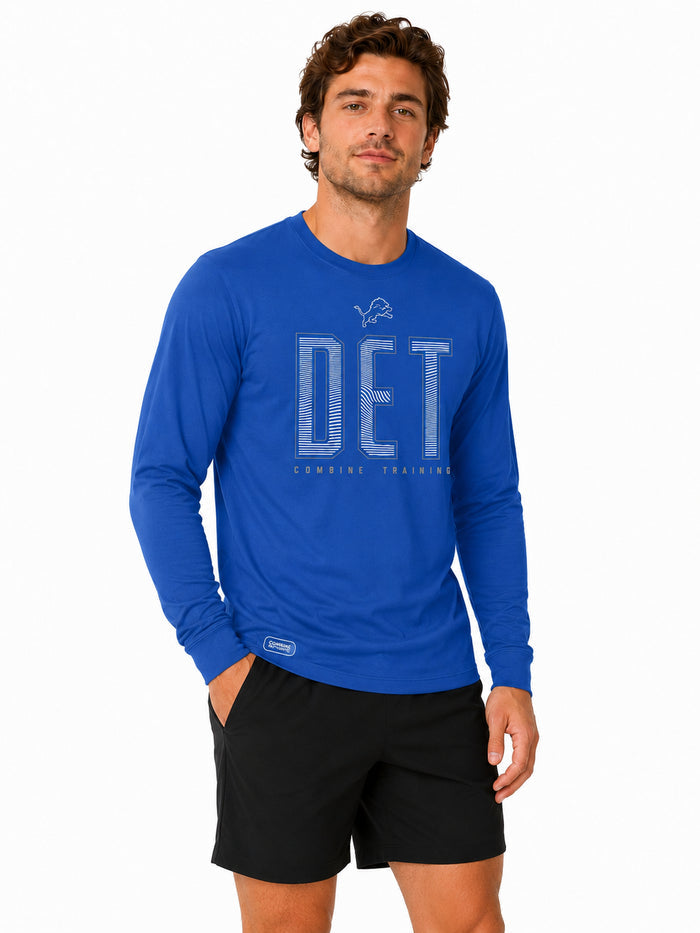 Outerstuff NFL Men's Record Setter Long Sleeve T-Shirt, Detroit Lions, Blue