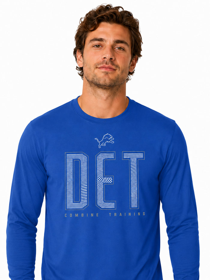 Outerstuff NFL Men's Record Setter Long Sleeve T-Shirt, Detroit Lions, Blue