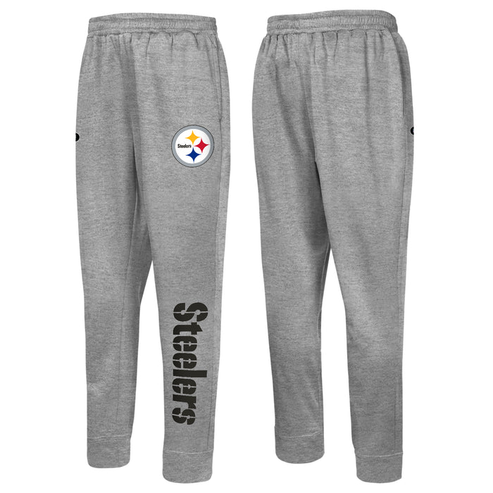 Outerstuff NFL Men's Side Line Elastic Tech Jogger, Pittsburgh Steelers, Gray