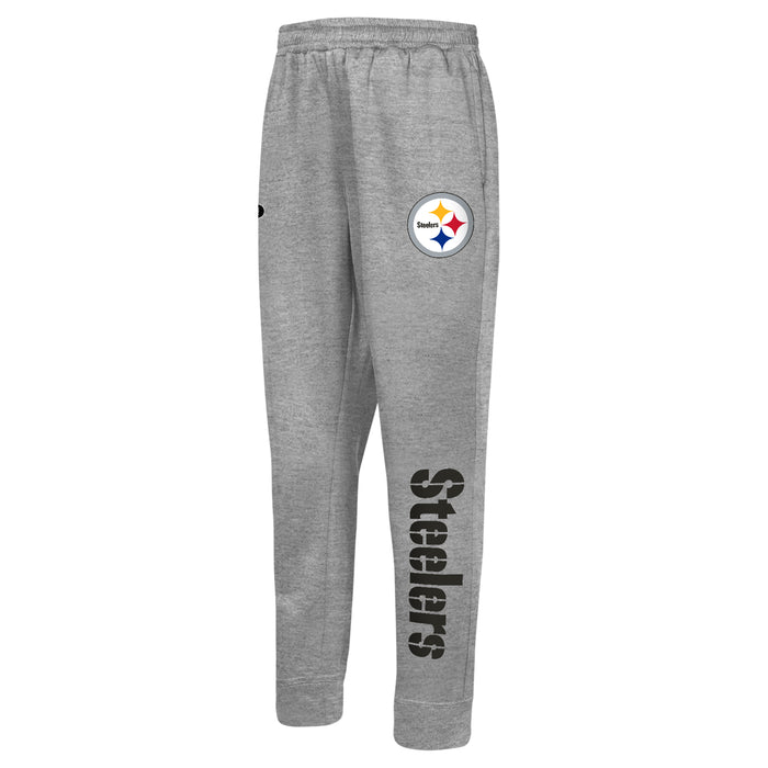 Outerstuff NFL Men's Side Line Elastic Tech Jogger, Pittsburgh Steelers, Gray