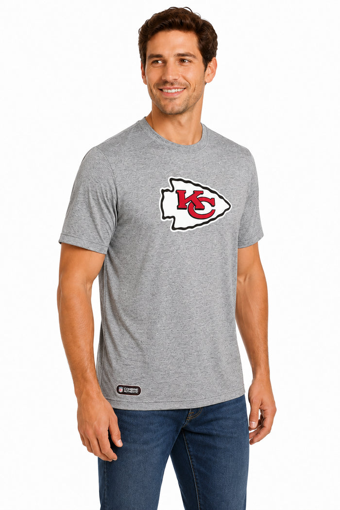 Outerstuff NFL Unisex Men's and Women's Primary Logo Short Sleeve Lightweight T-Shirt, Grey, Kansas City Chiefs