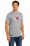 Outerstuff NFL Unisex Men's and Women's Primary Logo Short Sleeve Lightweight T-Shirt, Grey, Kansas City Chiefs