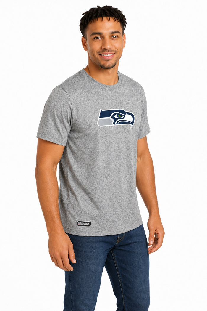 Outerstuff NFL Unisex Men's and Women's Primary Logo Short Sleeve Lightweight T-Shirt, Grey, Seattle Seahawks