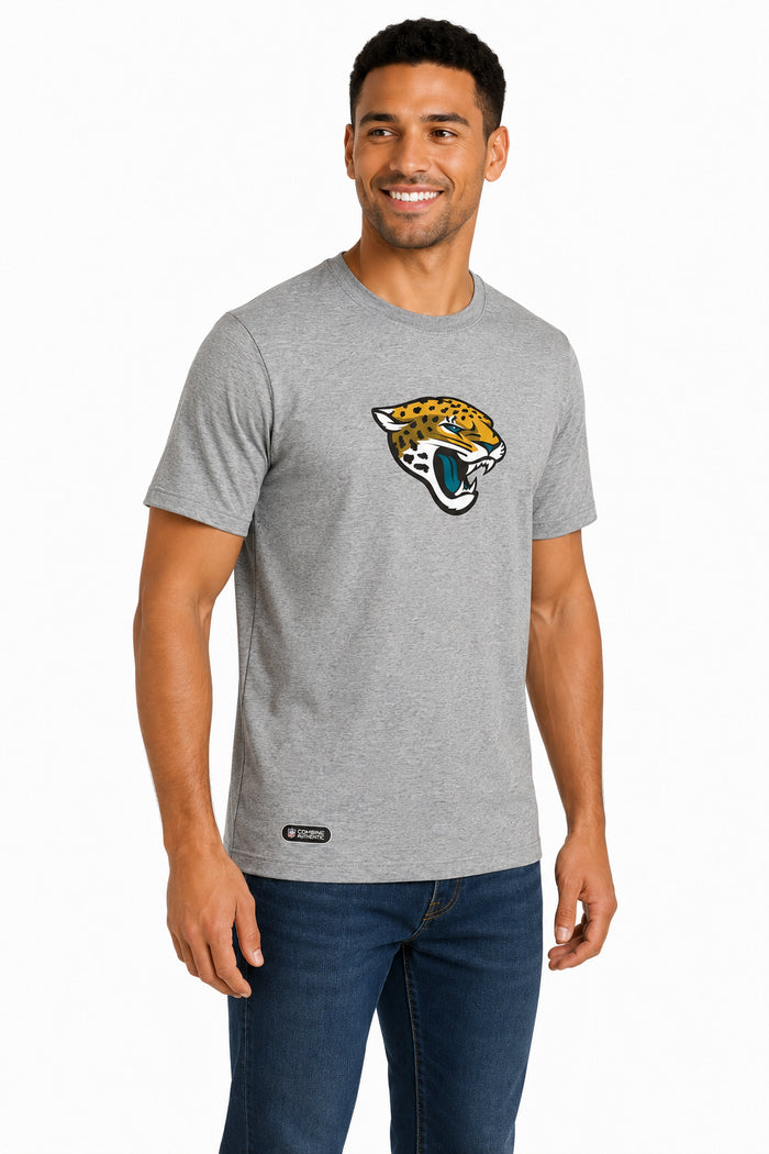 Outerstuff NFL Unisex Men's and Women's Primary Logo Short Sleeve Lightweight T-Shirt, Grey, Jacksonville Jaguars