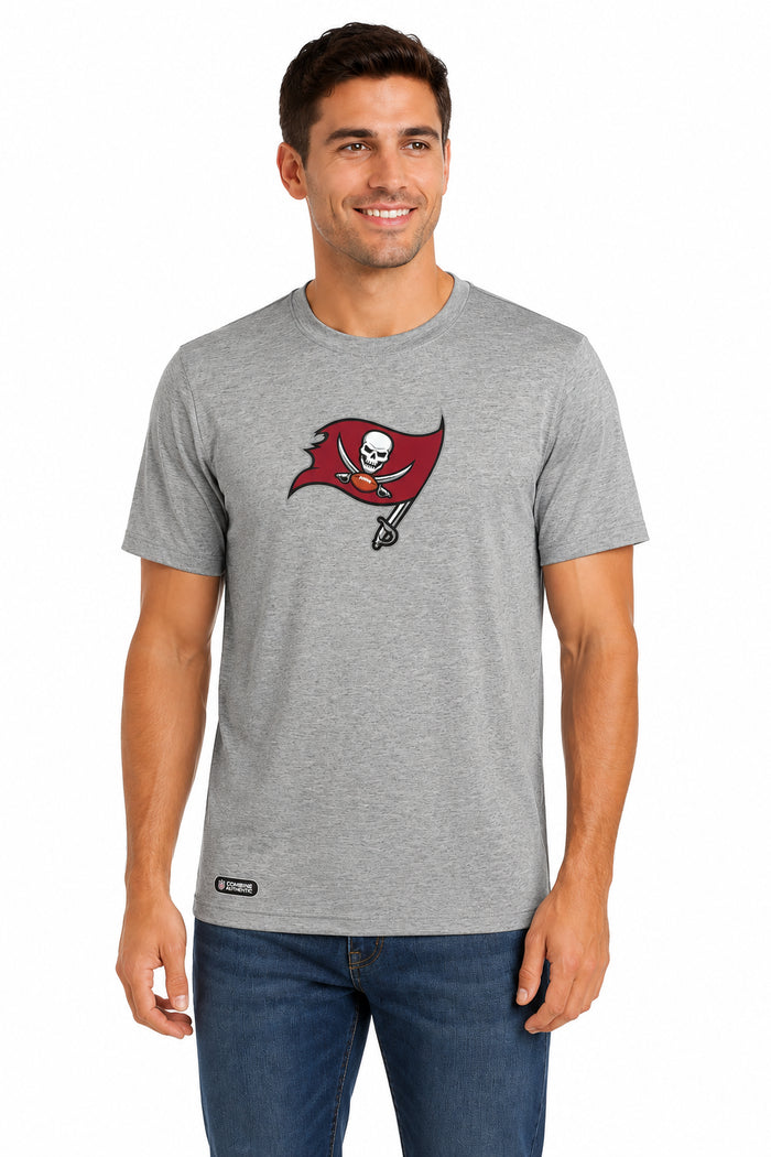Outerstuff NFL Unisex Men's and Women's Primary Logo Short Sleeve Lightweight T-Shirt, Grey, Tampa Bay Buccaneers