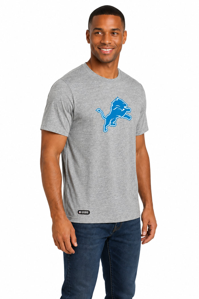 Outerstuff NFL Unisex Men's and Women's Primary Logo Short Sleeve Lightweight T-Shirt, Grey, Detroit Lions